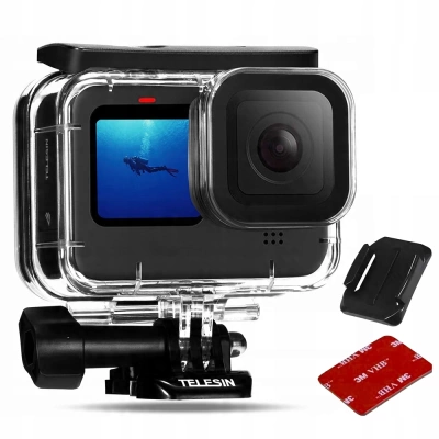 Obudowa Wodoszczelna Wodoodporna 50m do GoPro HERO 13 12 11 10 9 + GRATIS! Zestaw montażowy 3M