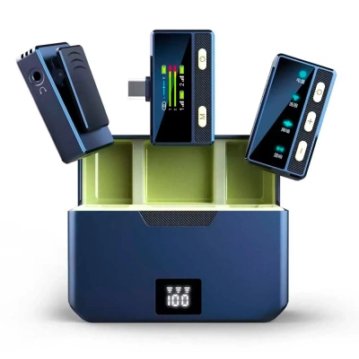 2x Mikrofon Krawatowy Bezprzewodowy OLED do Telefonu Smartfona Kamery