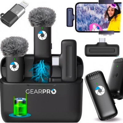 2x Mikrofon Bezprzewodowy Krawatowy do USB C Android / IPhone 17 16 15 14 13 12