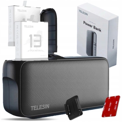 Ładowarka z Powerbankiem TELESIN 10000mAh do GoPro Hero 13 + GRATIS! Zestaw montażowy 3M